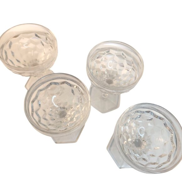 Title:  Fostoria American Clear Cubist Champagne Sherbets  Hex Footed 1960s Host - Picture 7 of 9